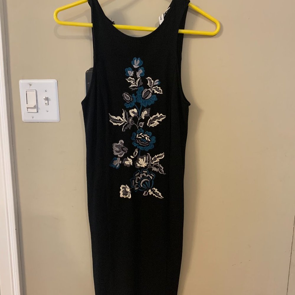 Kensie Black Dress with Blue Flowers
